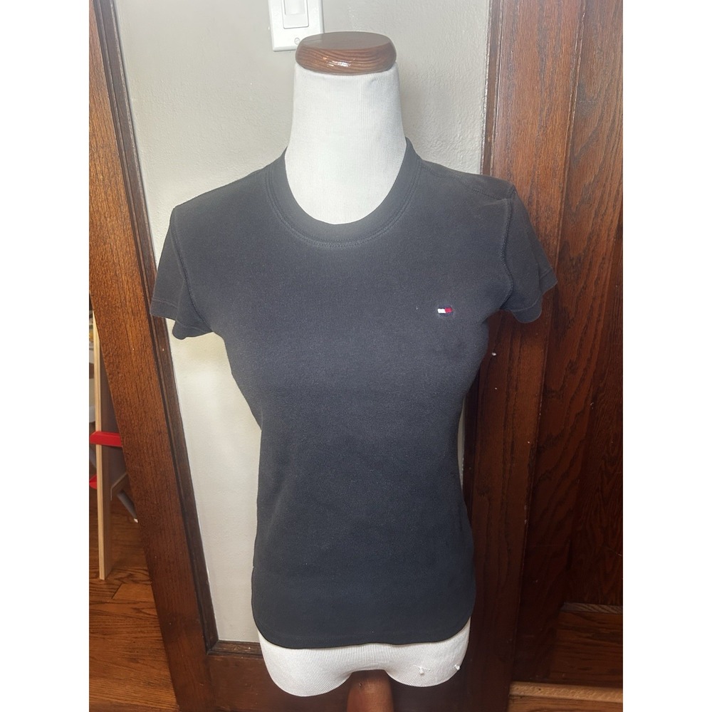 Tommy Hilfiger Women Favorite Crew In‎ Black T Shirt Size Small